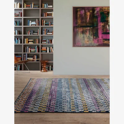 Marks & Spencer Asiatic Muse Check Bright Woven Rug Multi