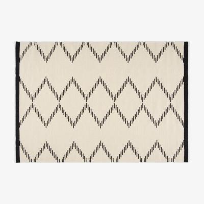 Made.com Tam Wool Blend Flatweave Rug, Large 160 x 230 cm, Black & Off-White