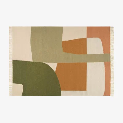 Made.com Waltara Flatweave Wool Rug, Large 160 x 230 cm, Green & Orange