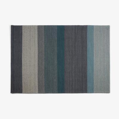 Made.com Sanlow Textured Stripe Rug, Large 160 x 230cm, Teal Blue