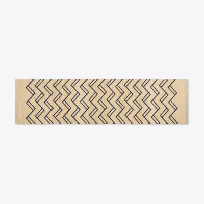 Made.com Elian Printed Jute Runner 66 x 250cm, Natural/Midnight Blue