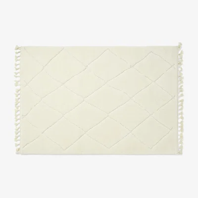 Made.com Kameli Diamond High Pile Berber Style Rug, Large 160 x 230cm, Off-White