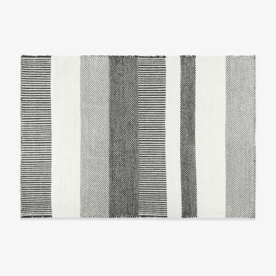 Made.com Malay Wool Stripe Rug, Large 160 x 230cm, Black & White