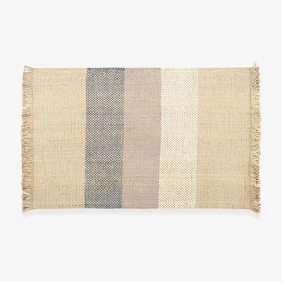 Made.com Varzea Jute Wool Rug, Medium 140 x 200cm, Natural/Blue
