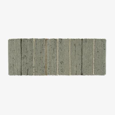Made.com Tomillo Striped Wool Runner, 70 x 200cm, Sage Green