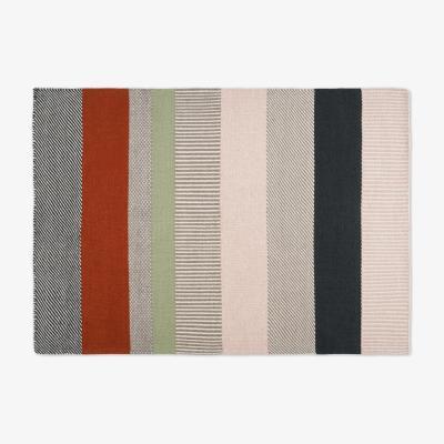 Made.com Malay Striped Wool Rug, Large 160 x 230cm, Charcoal & Terracotta