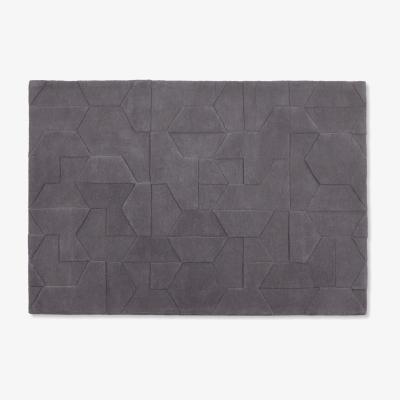Made.com Hayden Geometric Carved Wool Rug, Large 160 x 230cm, Grey