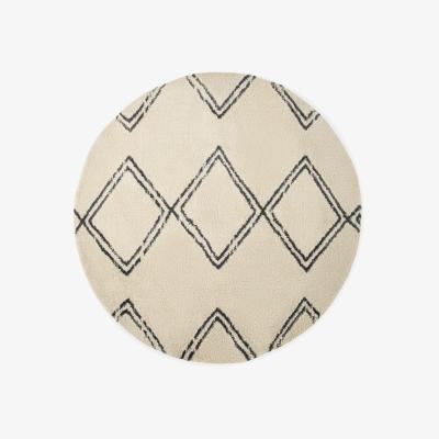 Made.com Caram Round Berber Style Rug, Large 200cm, Off-White & Charcoal Grey