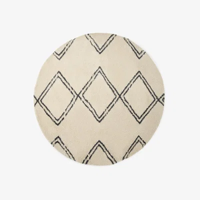 Made.com Caram Round Berber Style Rug, Large 200cm, Off-White & Charcoal Grey