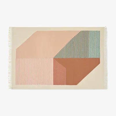 Made.com Firth Cotton Flatweave Rug, Large 160 x 230cm, Pink & Terracotta