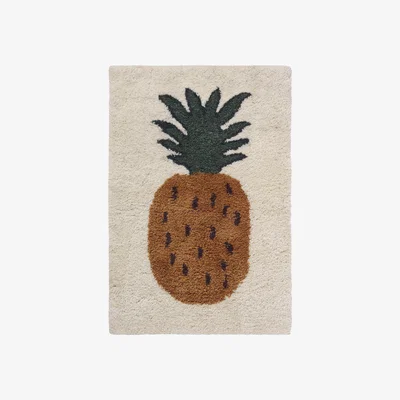 Made in Design Fruiticana - Ananas Rug - / Small - Tissé main by Ferm Living Yellow/Green/Beige