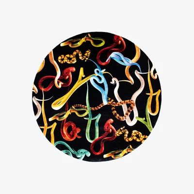 Made in Design Toiletpaper - Snakes Rug textile black multicoloured / Ø 200 cm - Seletti