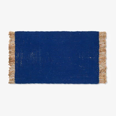 Made in Design Block Mat Rug - / 50 x 80 cm -Jute & recycled plastic bottles by Ferm Living Blue