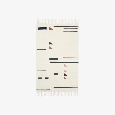 Made in Design Kelim Triangles Rug - Small - 80 x 140 cm by Ferm Living White/Multicoloured
