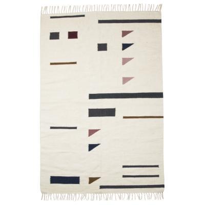 Made in Design Kelim Triangles Rug - Large - 140 x 200 cm by Ferm Living White/Multicoloured