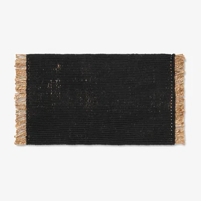 Made in Design Block Mat Rug - / 50 x 80 cm -Jute & recycled plastic bottles by Ferm Living Black