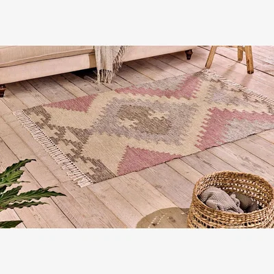 Nkuku Nkuku Kulia Wool And Cotton Rug | Rugs | Rust/Faded Black/Natural | 150 x 240 cm