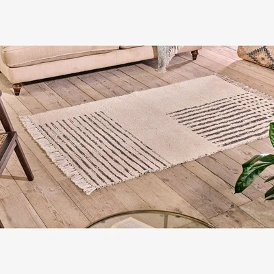 Nkuku Nkuku Laoa Cotton Rug | Rugs | Faded Black/Natural | 120 x 180 cm