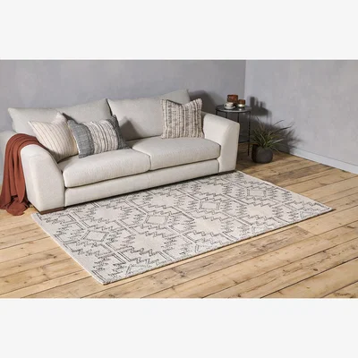 Nkuku Nkuku Bidiru Wool & Recycled Cotton Rug | Rugs | Black/Off White | 150 x 240 cm