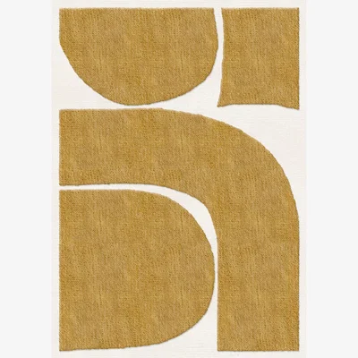 Nordic Nest Layered Gotland Rauk wool rug Sunflower yellow 300x400 cm