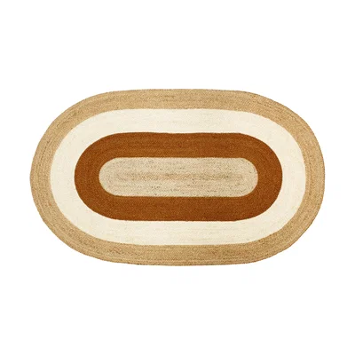Nordic Nest Dixie Elin striped oval jute rug 92x150 cm Brick