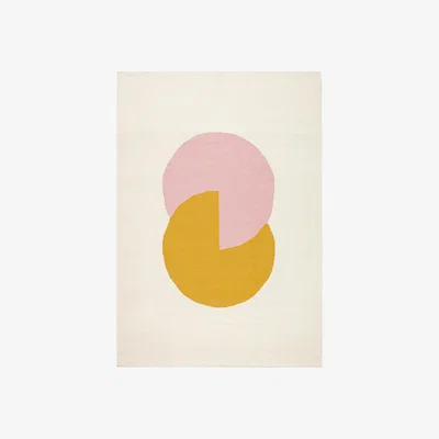 Nordic Nest Circles blocks kelim rug pink 200x300 cm