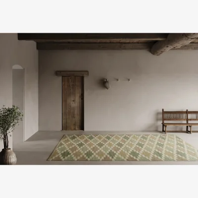 Nordic Nest Classic Collection Korsnäs rug Green beige 170x230 cm