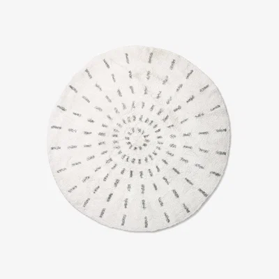 Nordic Nest Swirl bathroom rug Ø120 cm black and white