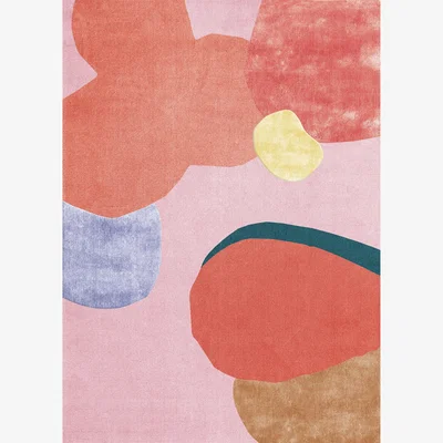 Nordic Nest Layered Flower Field wool rug 200x300 cm Pink