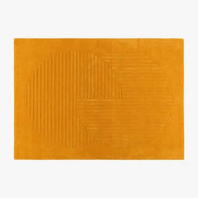 Nordic Nest Levels wool carpet circles yellow 170x240 cm