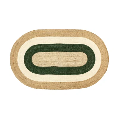 Nordic Nest Dixie Elin striped oval jute rug 92x150 cm Green