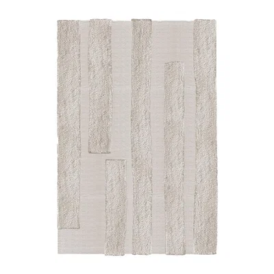 Nordic Nest Layered Punja Bricks wool carpet Sand Melange. 160x230 cm
