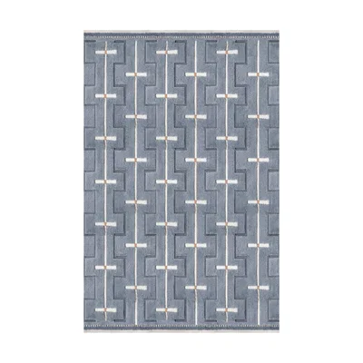 Nordic Nest Layered Johanna wool carpet Blue sky. 300x400 cm