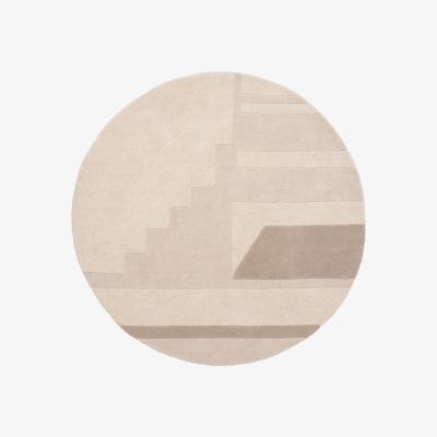 Nordic Nest Line wool carpet Ø140 cm beige-brown