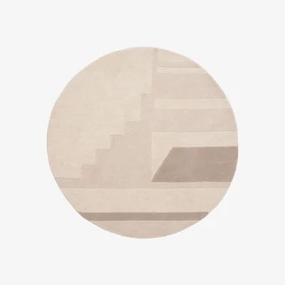 Nordic Nest Line wool carpet Ø140 cm beige-brown