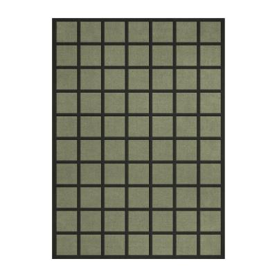Nordic Nest Layered Avenue Checked Bone wool carpet Olive. 300x400 cm