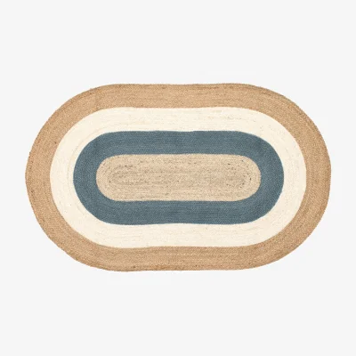 Nordic Nest Dixie Elin striped oval jute rug 92x150 cm Horizon blue oval 92x150 cm