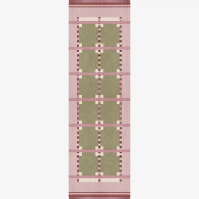 Nordic Nest Layered Röllakan Ruth hallway carpet Spring grass 75x240 cm