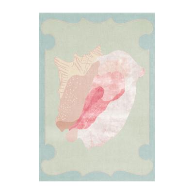 Nordic Nest Layered Shell mönstrad wool carpet Blue. pink. 300x400 cm
