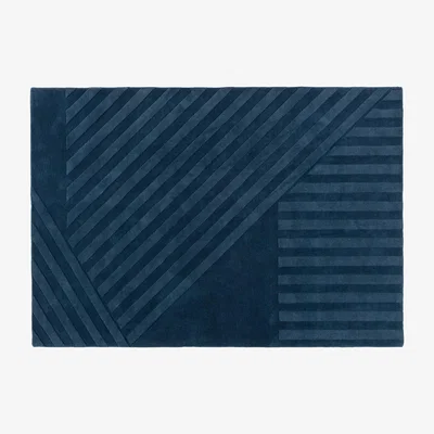 Nordic Nest Levels wool carpet stripes blue 200x300 cm