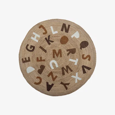 Nordic Nest Bloomingville Dinne jute rug Ø130 cm Alphabet