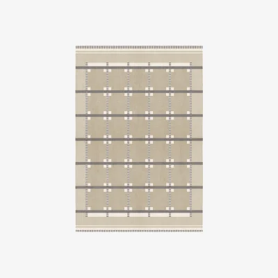 Nordic Nest Layered Röllakan Ruth wool rug Almond 140x200 cm