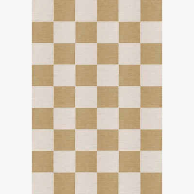 Nordic Nest Layered Chess wool rug Harvest Yellow 200x300 cm