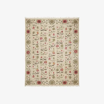 OKA OKA, Sheki Floral Rug - Olive, Rugs, Cotton/Wool, Floral