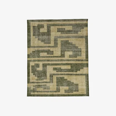 OKA OKA, Sefa Rug 244x305cm - Distressed Green, Rugs, Wool, Geometric