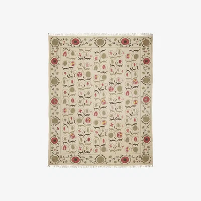 OKA OKA, Large Sheki Rug - Olive, Rugs, Cotton/Wool, Floral