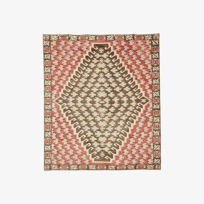 OKA OKA, Florine Rug - Red & Dark Taupe, Rugs, Cotton/Wool, Geometric