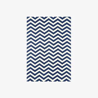 Olivia's Asiatic Carpets Onix Hand Woven and Printed Rug Zig Zag Blue - 120 x 170cm