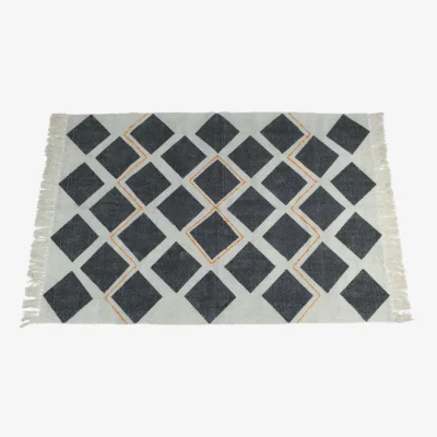 Olivia's Libra Cotton Rug / Black/Orange / Patterned