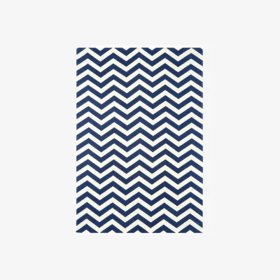Olivia's Asiatic Carpets Onix Hand Woven and Printed Rug Zig Zag Blue - 160 x 230cm